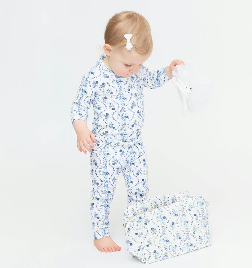 The Tiny PJ Set - Blue Vine Stripe
