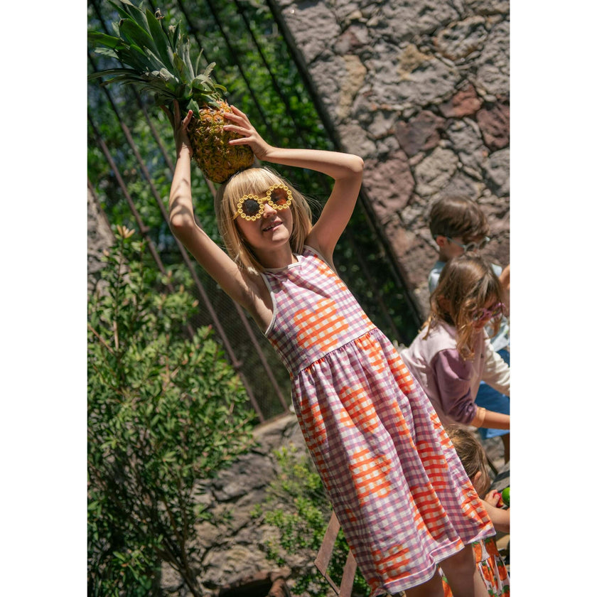 Flower Gingham Tank Dress
