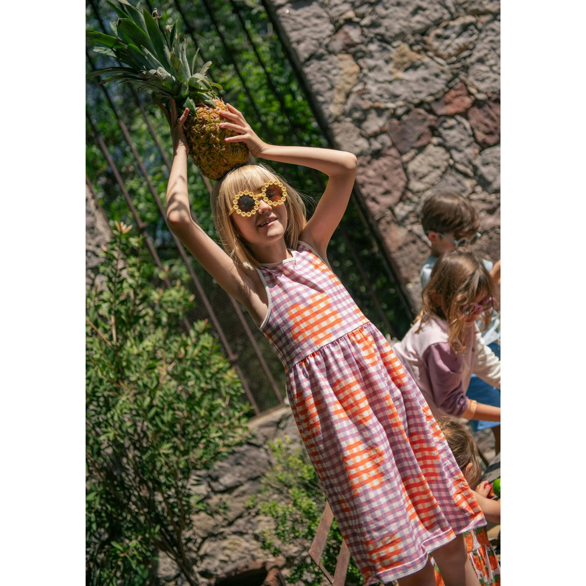 Flower Gingham Tank Dress