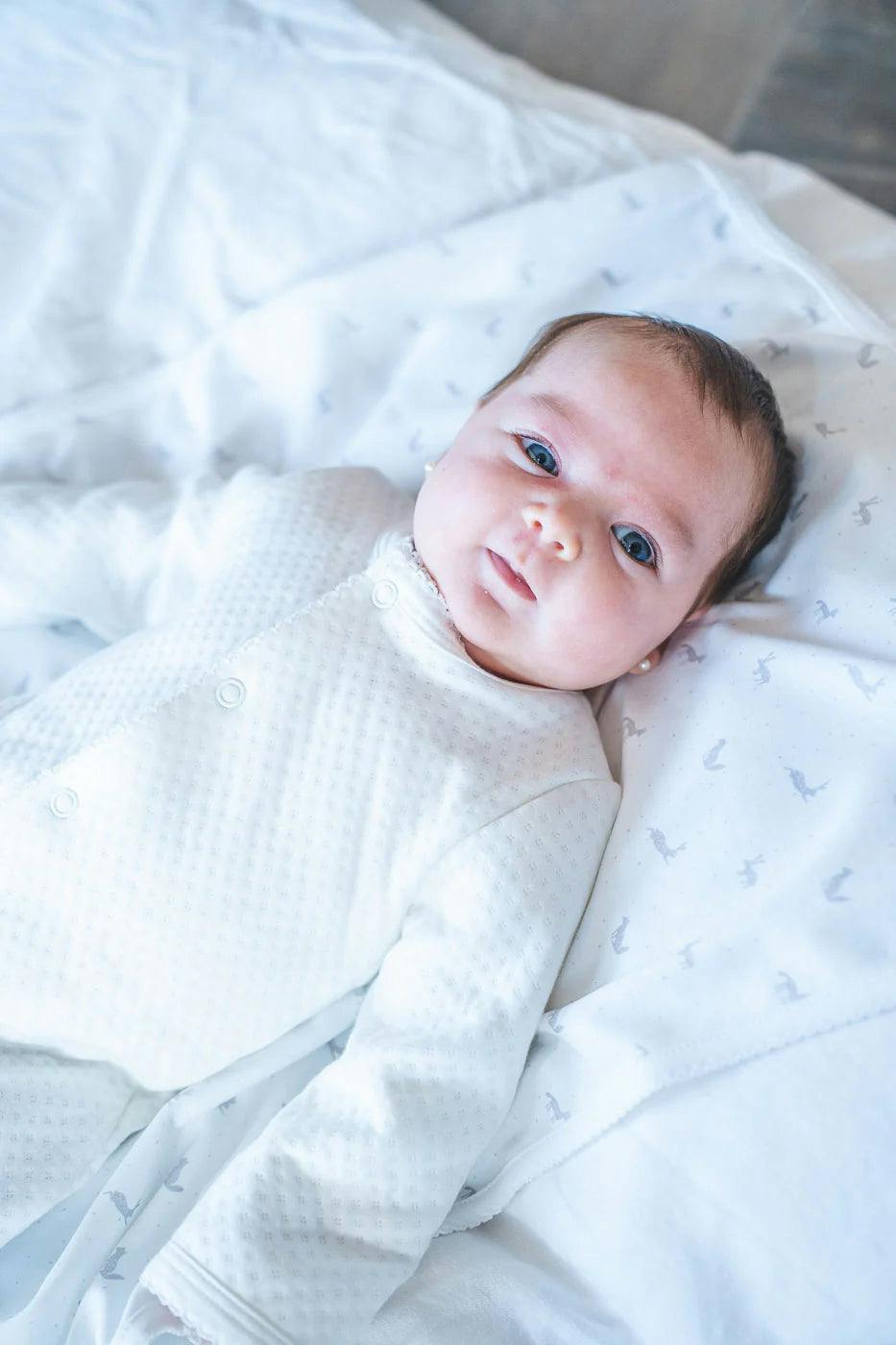 Gray Quilted Pima Cotton Baby One-Piece Pajamas
