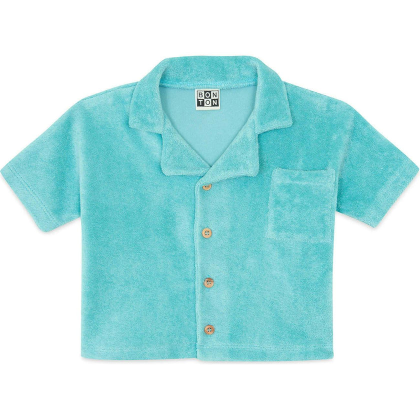 BONTON Blue Fish Terrycloth Baby Shirt