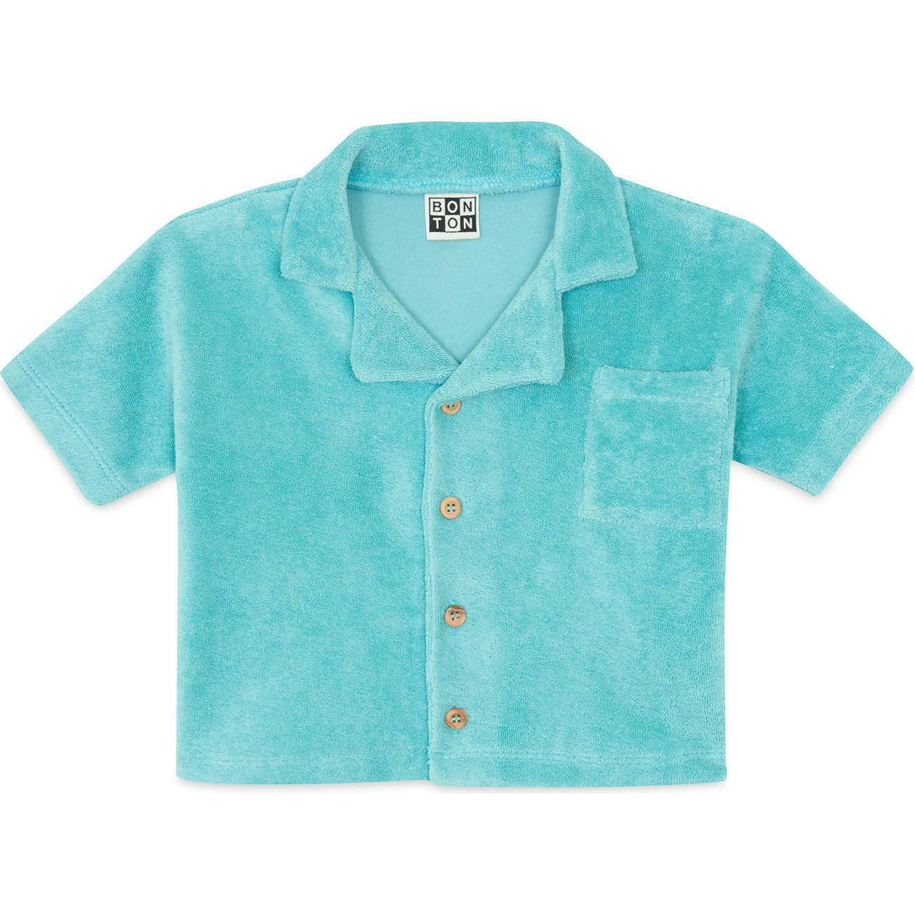 BONTON Blue Fish Terrycloth Baby Shirt