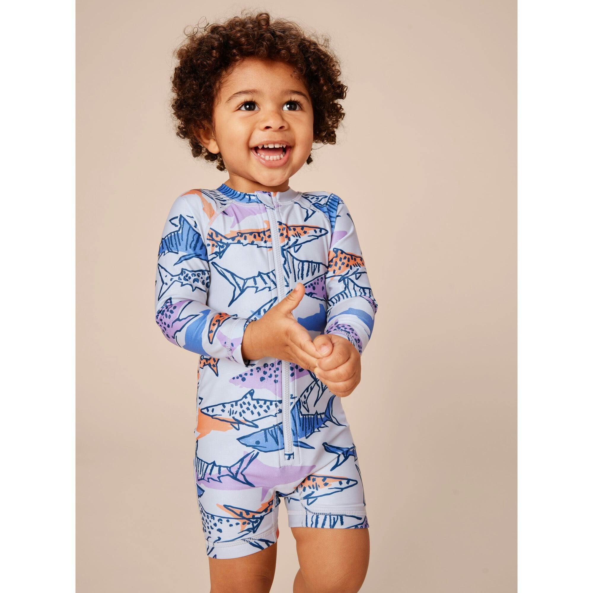 Baby Rash Guard Long Sleeve Zipped Swimsuit, Multi