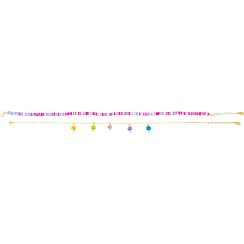 Girl'S Colorful Disk Necklace & Charm Duo