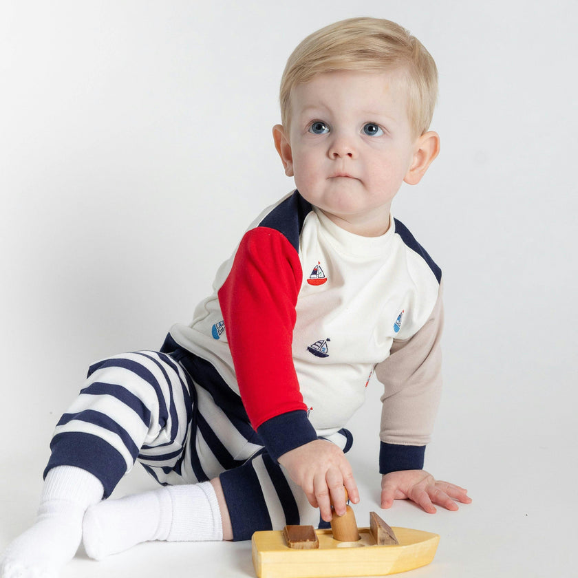 French Terry Knit Set With Saliboats