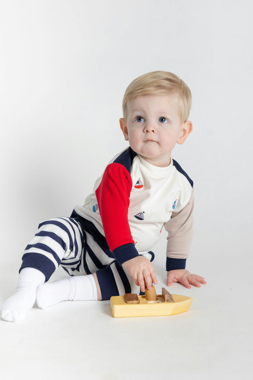 French Terry Knit Set With Saliboats