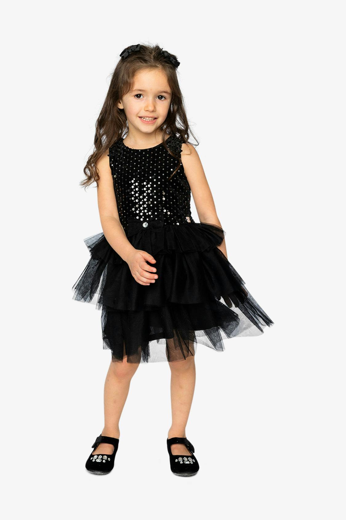 Bi-Material Sleeveless Dress Black