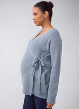 Ribbed Knit Crossover Maternity Nursing Cardigan