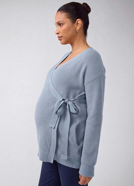 Ribbed Knit Crossover Maternity Nursing Cardigan