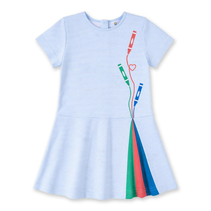 Stripe Knit Dress with Crayons
