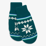 Kids knit mittens in snowflake fair isle