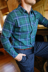 Mens John Shirt in Emerald Plaid