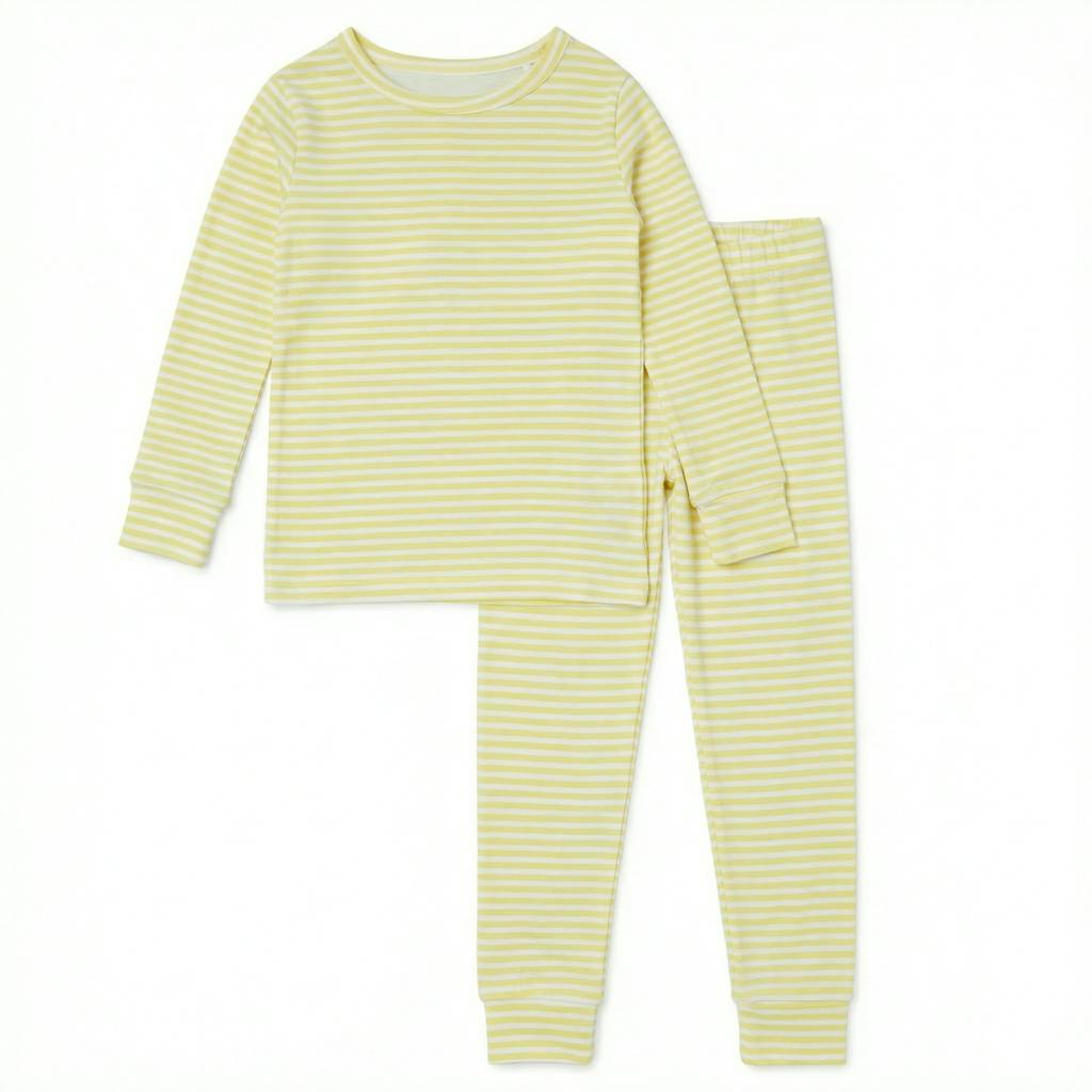 Lemon Stripe Long Sleeve & Pants Kids Pajamas