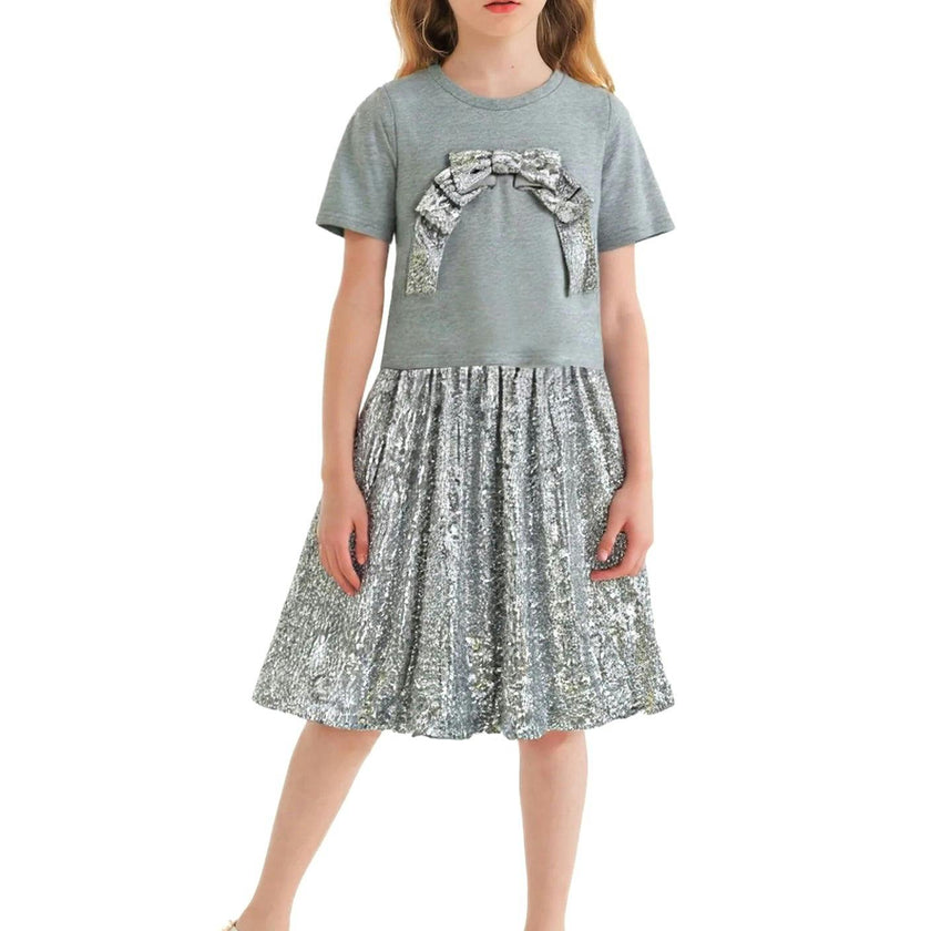Sequin Bow T-shirt & Skirt Set