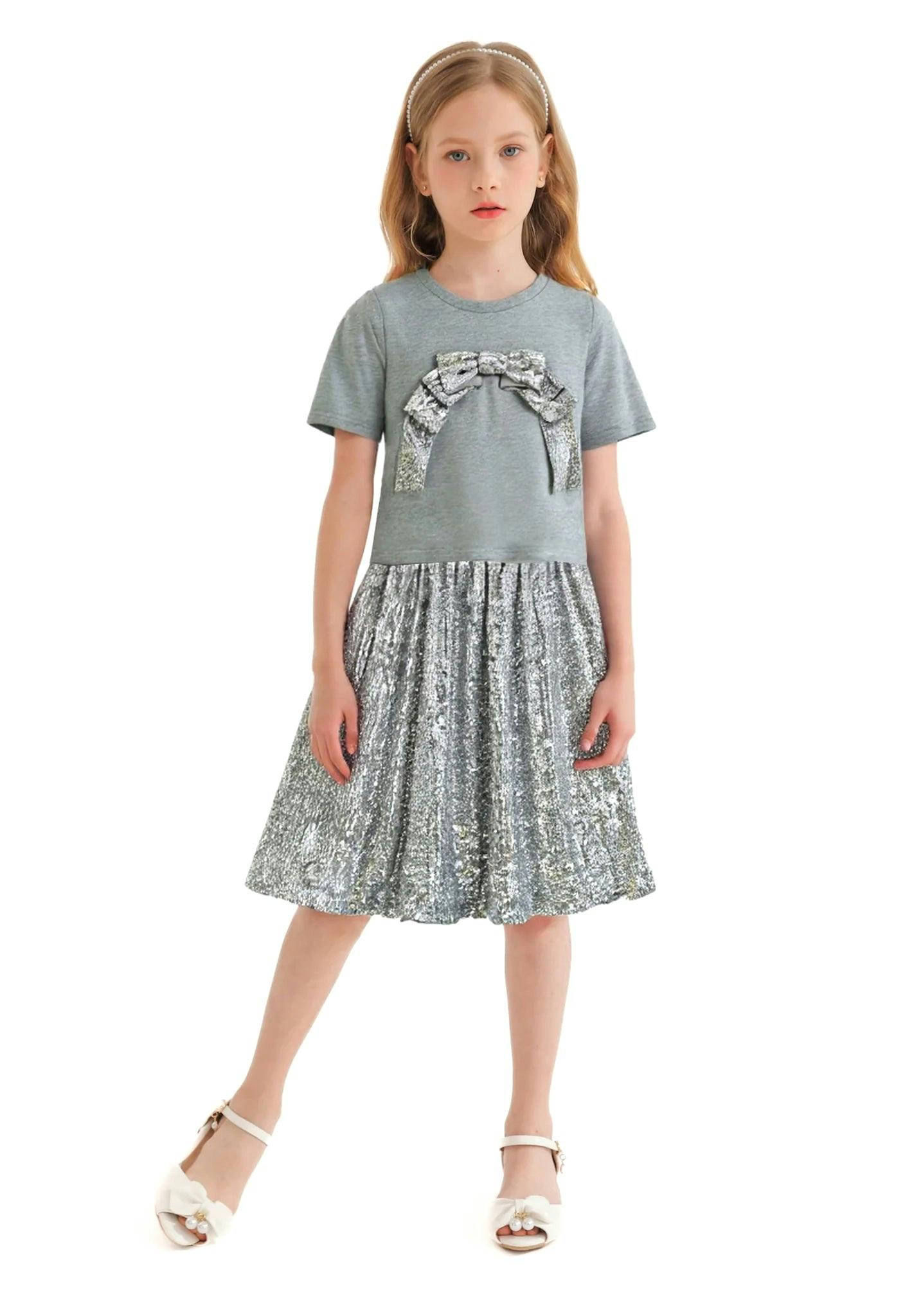 Sequin Bow T-shirt & Skirt Set