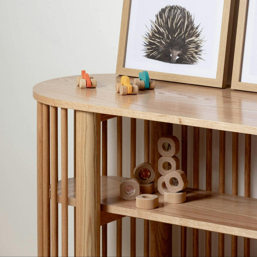 Oak Two Tiered Fluted Shelf