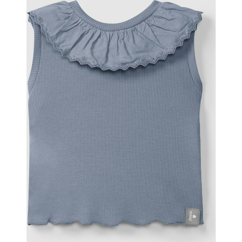 Ruffle Collar Ribbed Tank