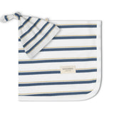 Organic Swaddle Blanket & Hat Set - Navy Stripe