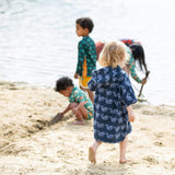 Singings Whale Kids Towel Poncho, Blue