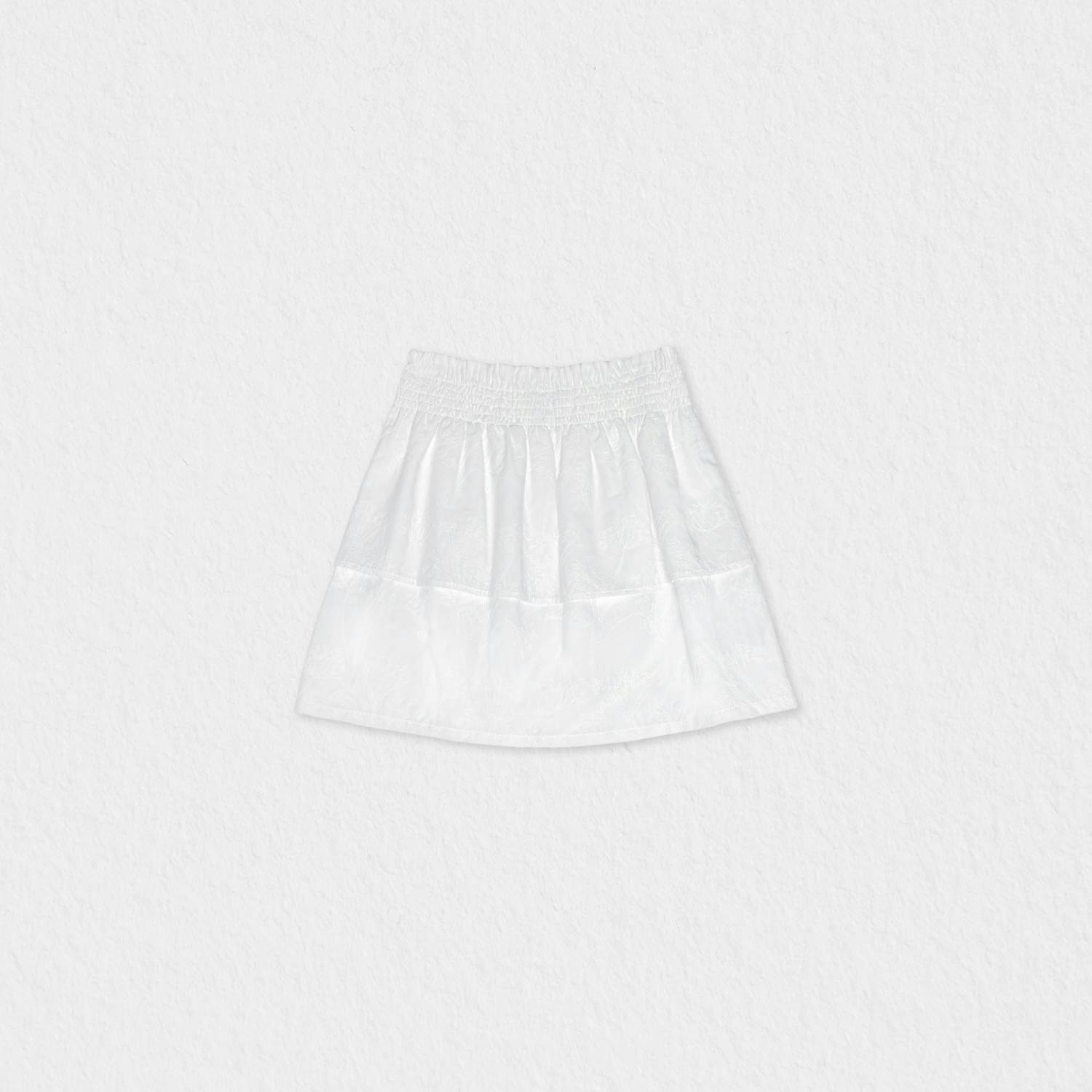 Fiona Girl Skirt, White Flower Embroidery