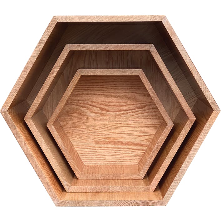 Hexagon Nesting Tables (Set of 3) | Solid European Oak