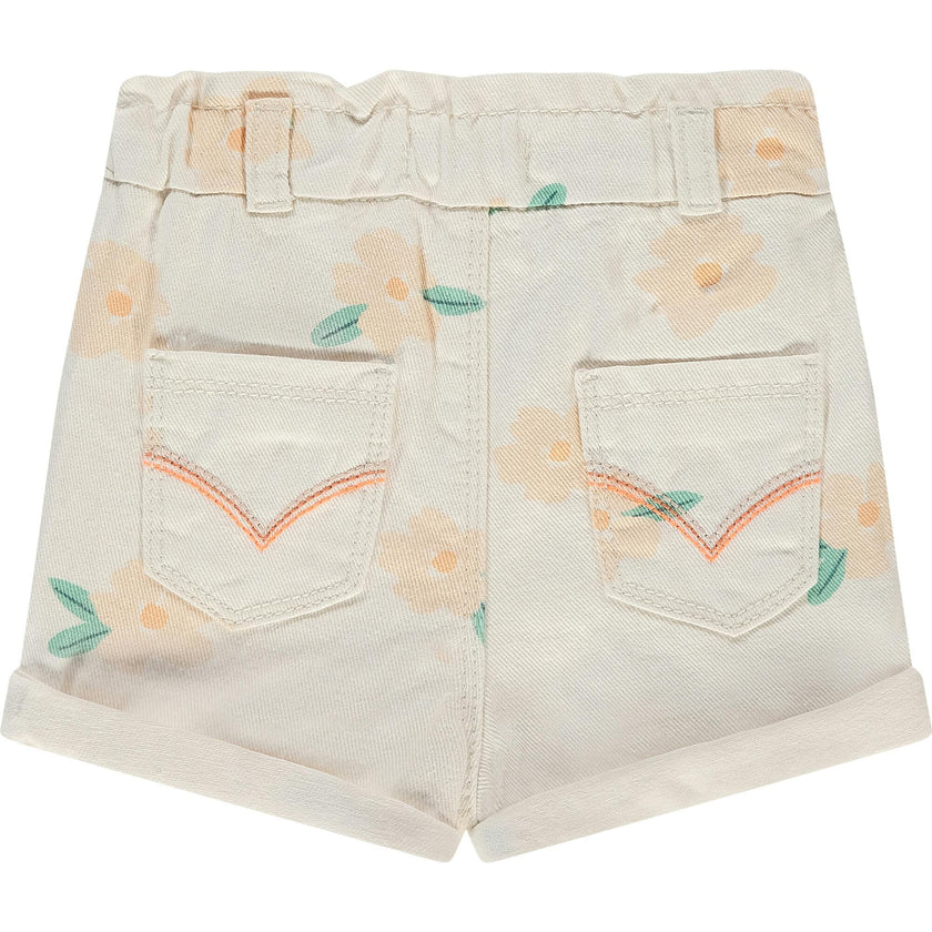 Paperbag Waist Floral Print Short Print