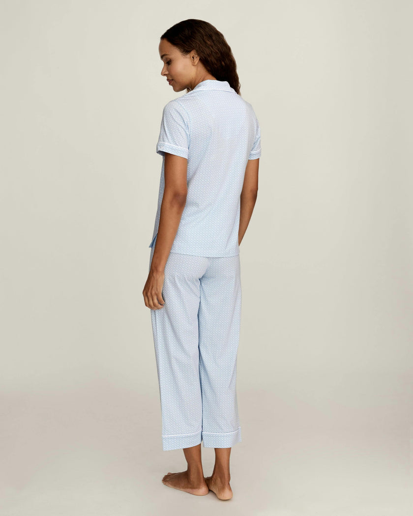 Women's Lightweight Pima Cropped Pajama Set in Periwinkle Geo