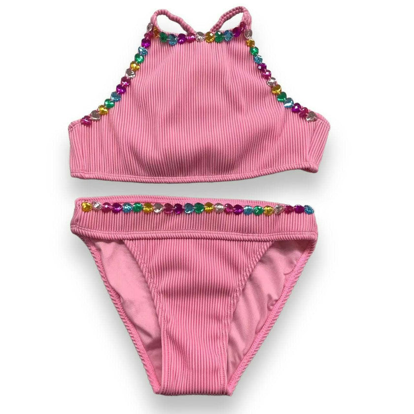 Heart Gem Trim Sleeveless Bikini