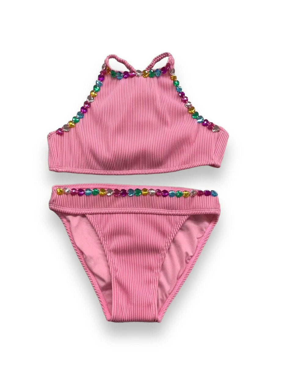 Heart Gem Trim Sleeveless Bikini