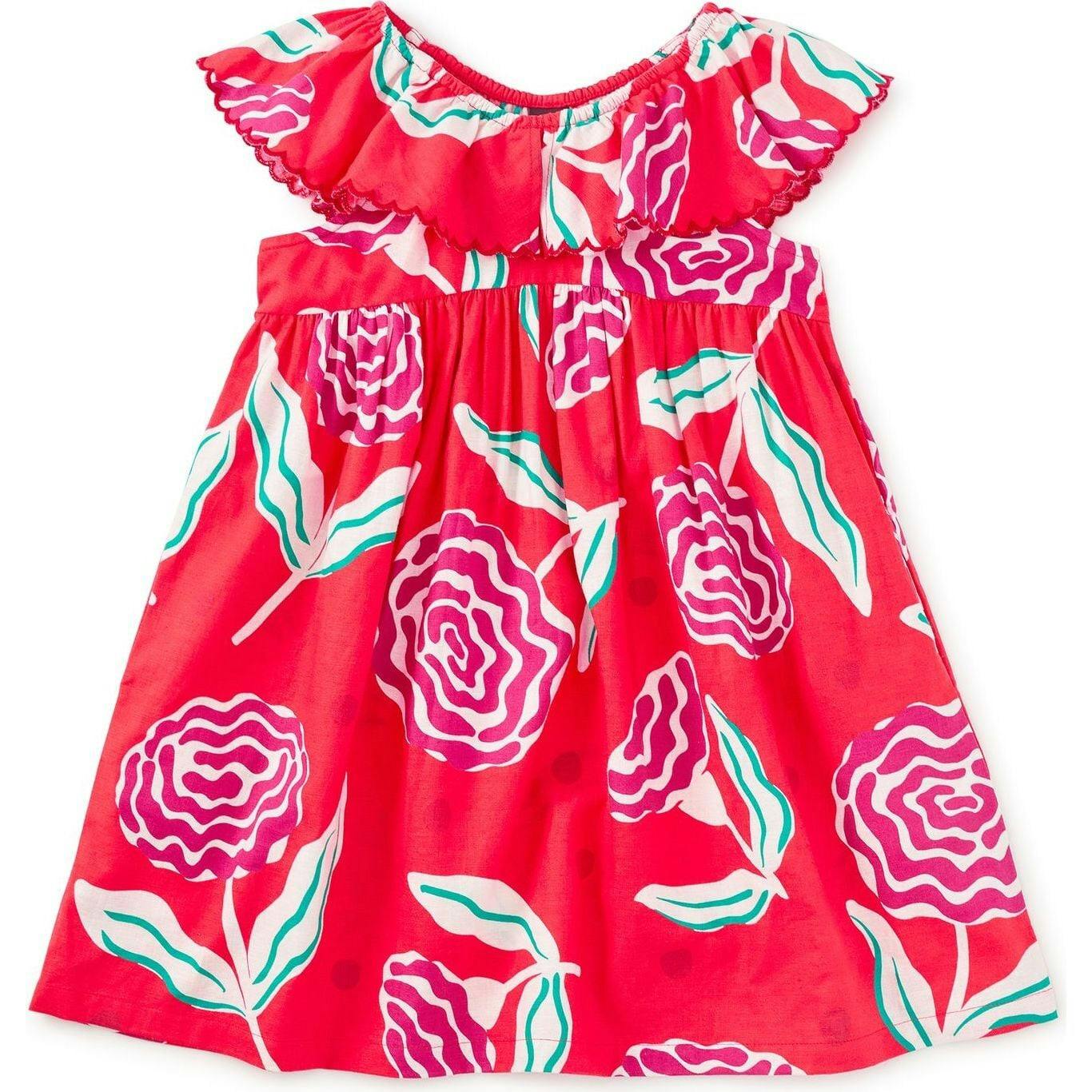 Flutter Sleeve Woven Dress, Pink