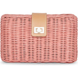 Lou Straw Clutch, Pink