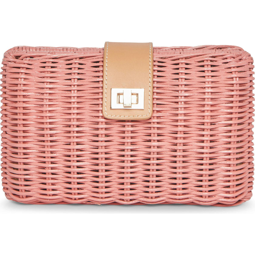 Lou Straw Clutch, Pink