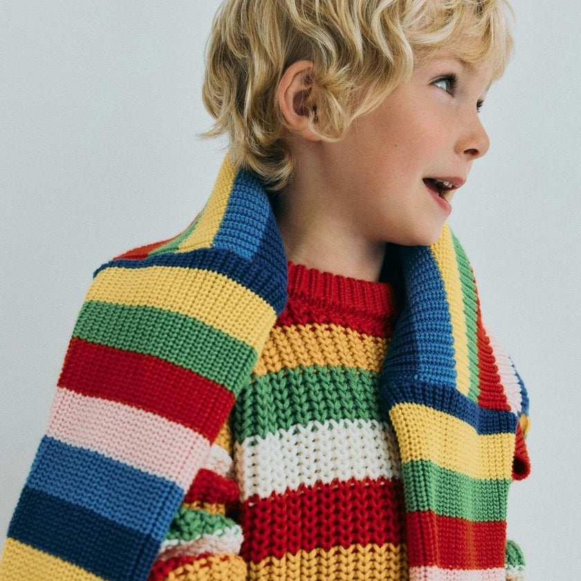 Lantana Jumper Tulip Red Knit Stripes