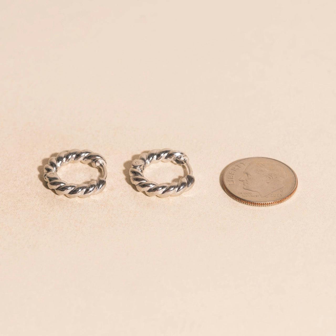 Rope Chunky Rounded Huggie Hoop Earrings