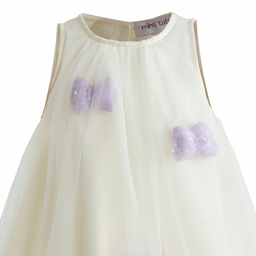 Cream & Purple Nayara Bow Dress