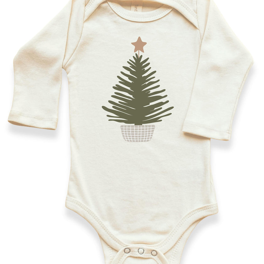 Holiday Tree Organic Baby Bodysuit Long Sleeve