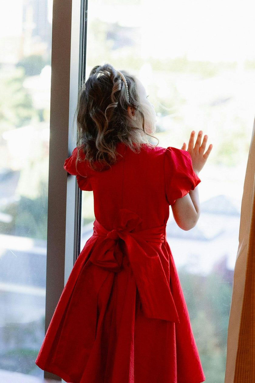 Mini Wrenley Dress in Red Taffeta