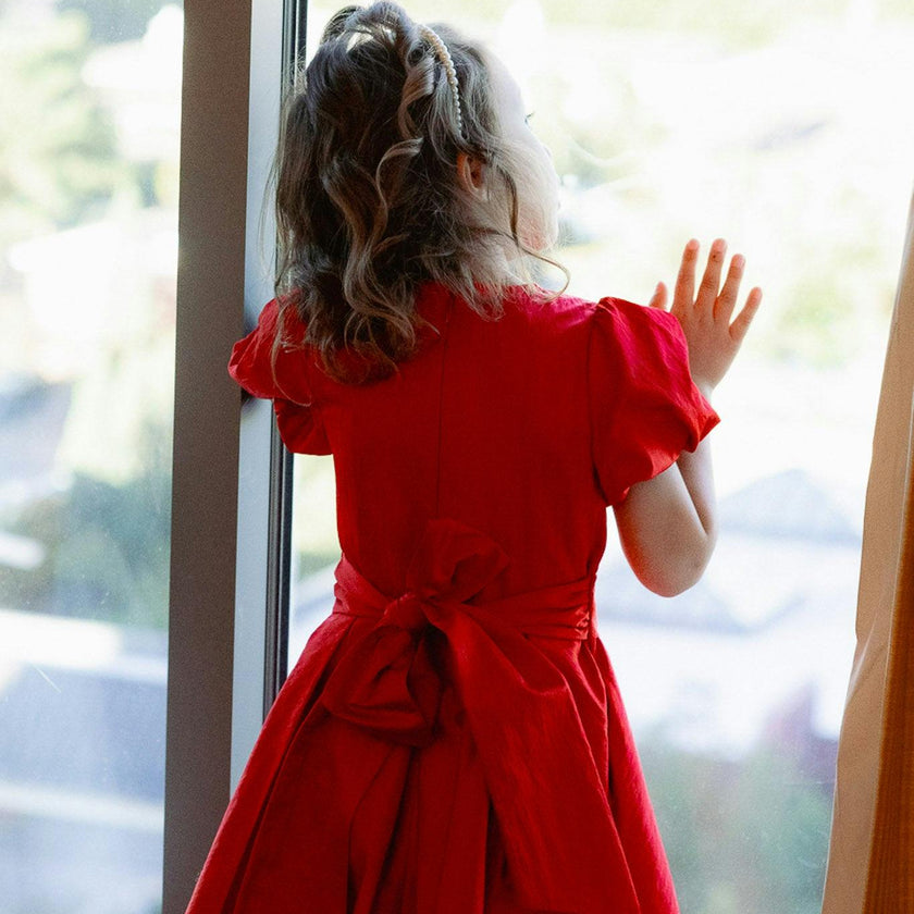Mini Wrenley Dress in Red Taffeta