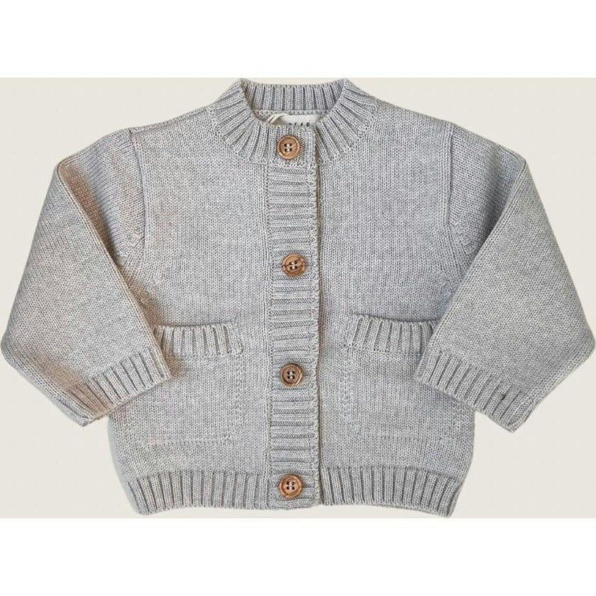 Merino Wool Baby Cardigan in Heather Brown