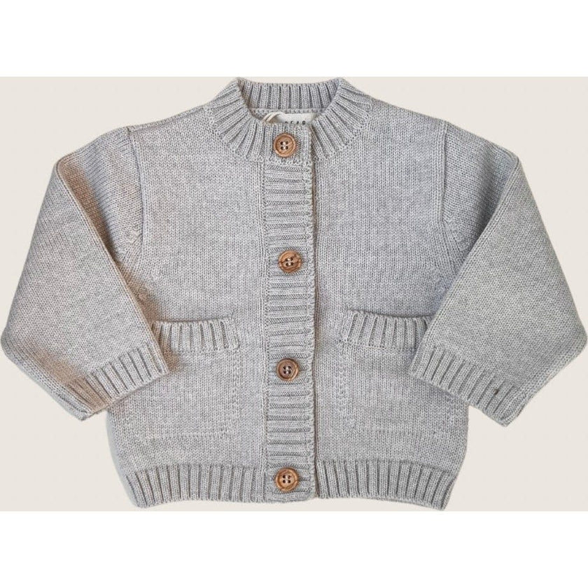 Merino Wool Baby Cardigan in Light Heather Gray