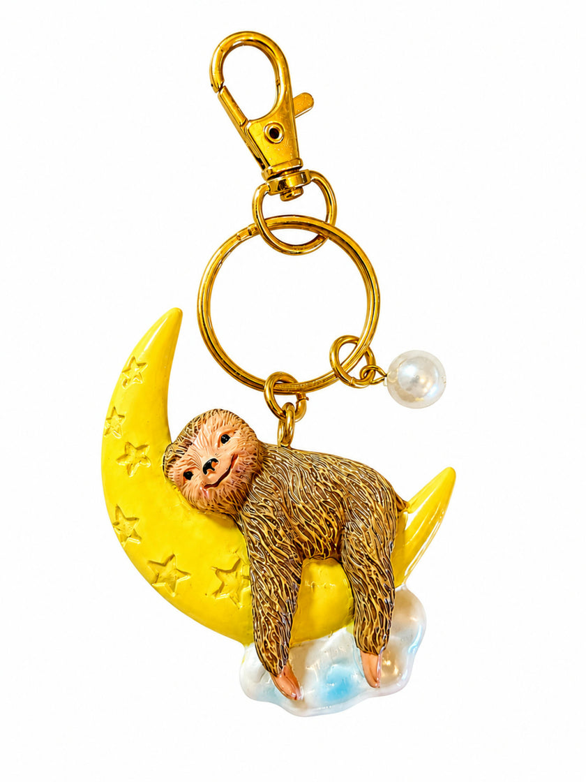 GLOW-IN-THE-DARK SLEEPY SLOTH BAG / KEY CHARM