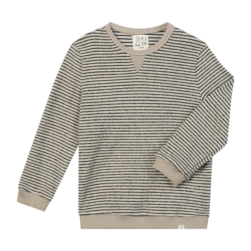 TARQUIN black/beige brushed stripe sweater