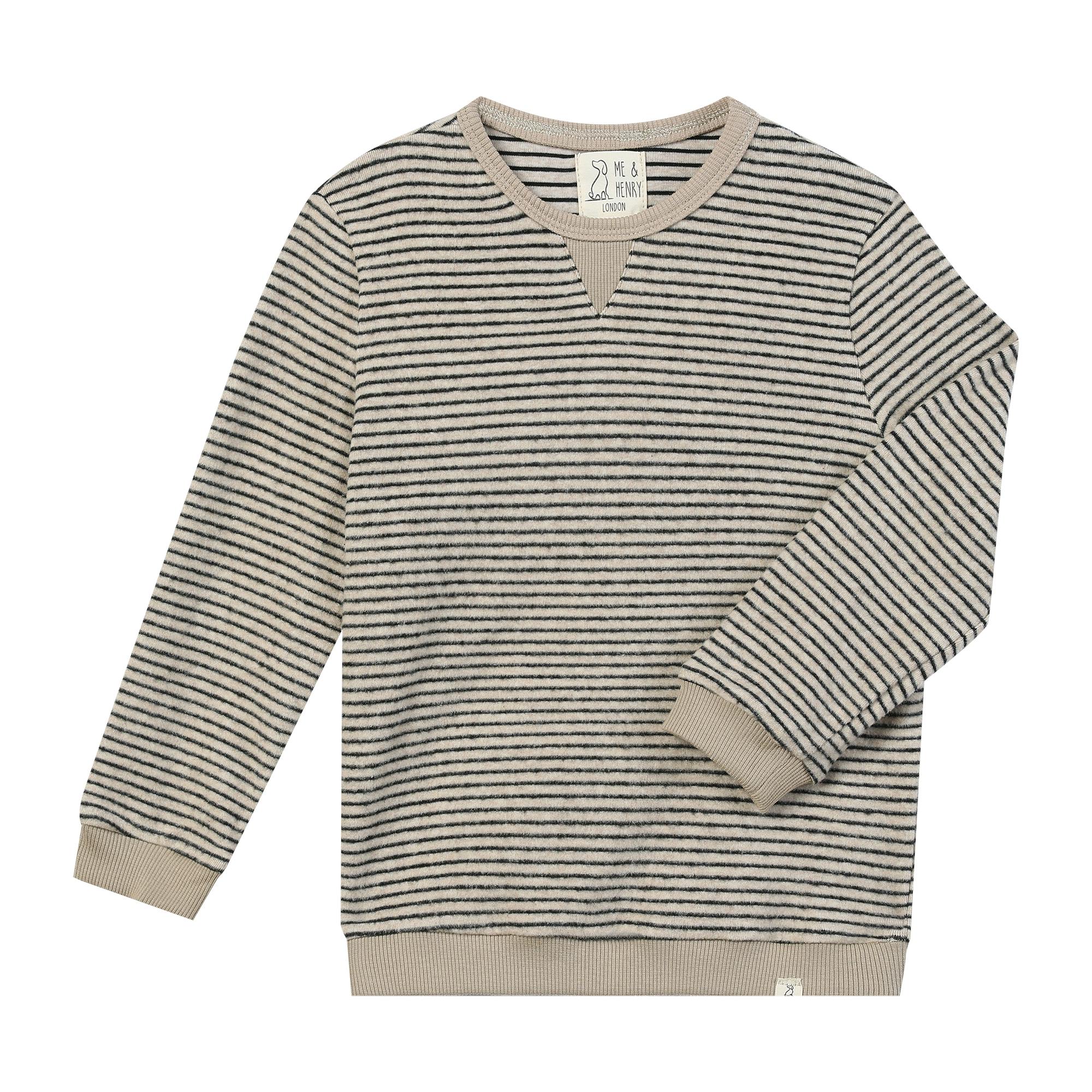 TARQUIN black/beige brushed stripe sweater