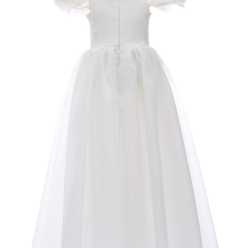 Ivory Chloe Rose Appliqué Tulle Dress