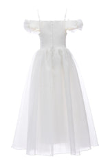 Ivory Chloe Rose Appliqué Tulle Dress
