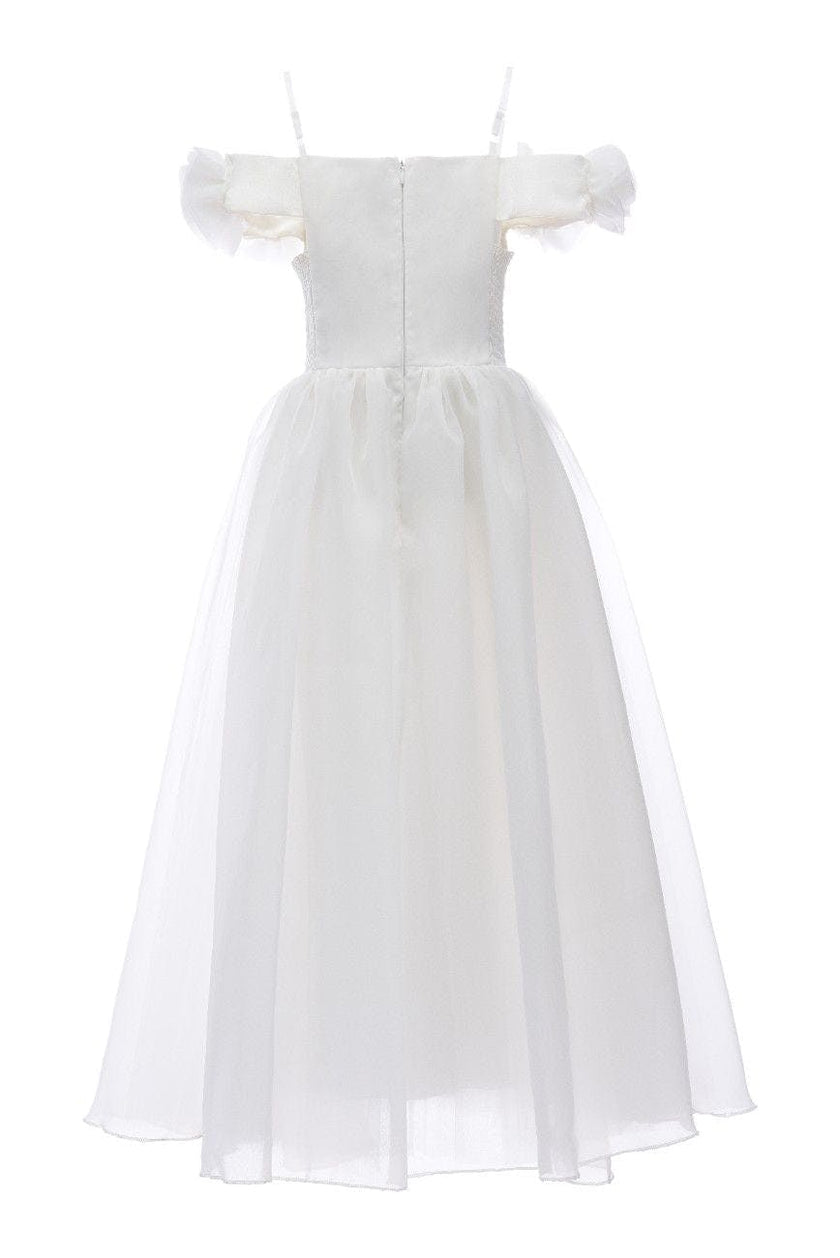 Ivory Chloe Rose Appliqué Tulle Dress