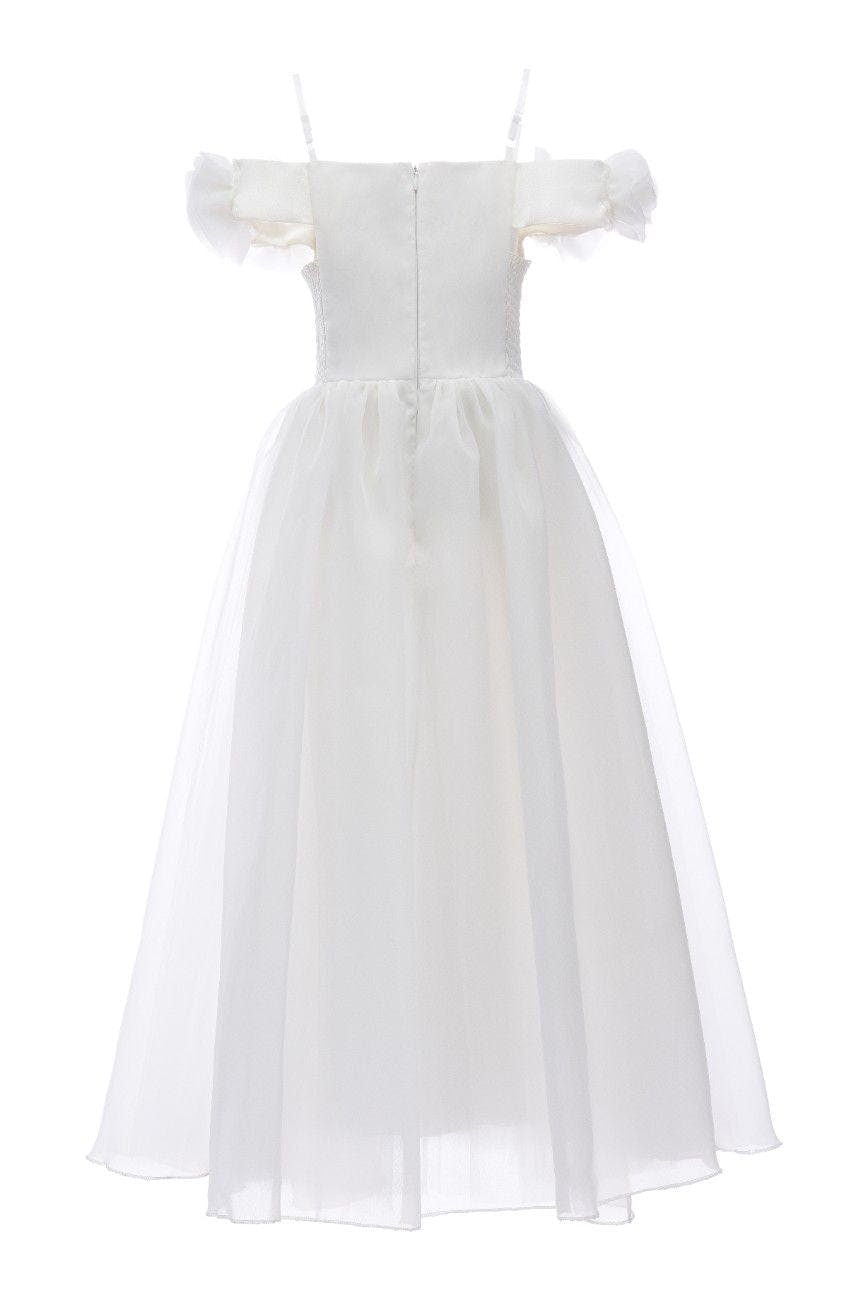 Ivory Chloe Rose Appliqué Tulle Dress
