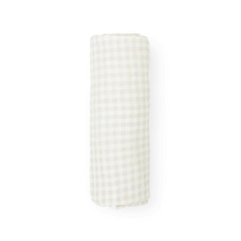 Stretch Knit Swaddle Blanket - Tan Gingham