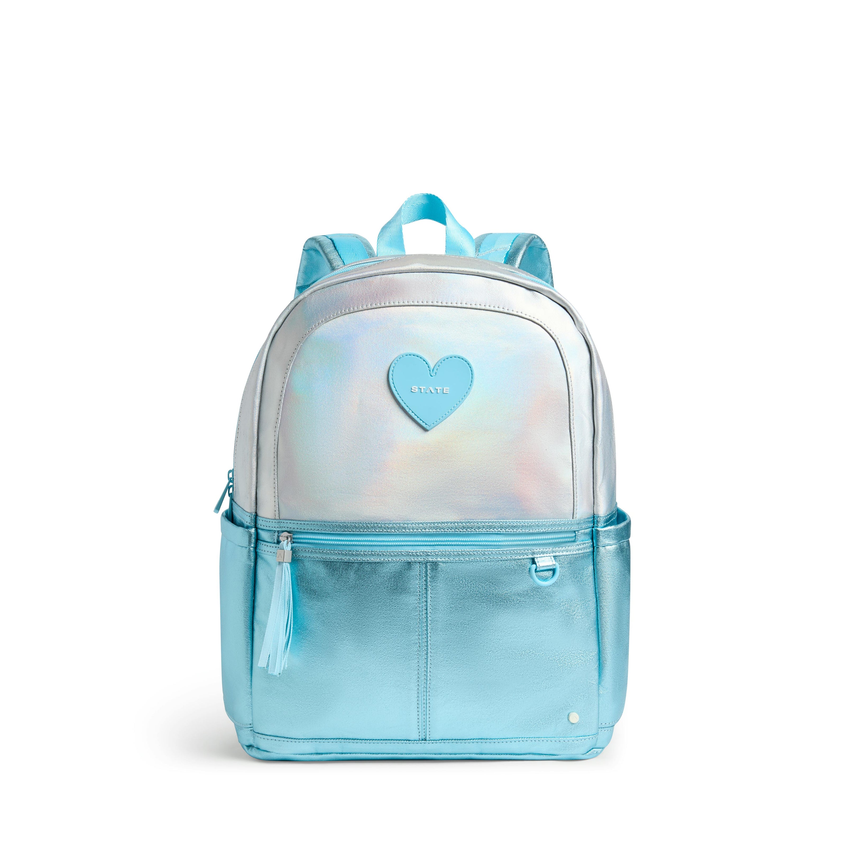 Kane Double Pocket Backpack, Metallic Blue Iridescent
