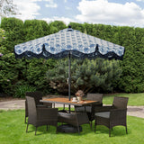 Outdoor 5-Piece Rattan and Acacia Wood Patio Dining Set with Four Chairs
